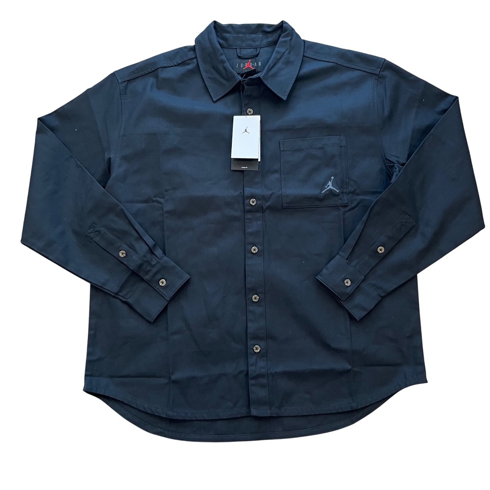 Jordan Brand‎ Mens Long Sleeve Button Down Shirt Black Jumpman FV7446-010 L
